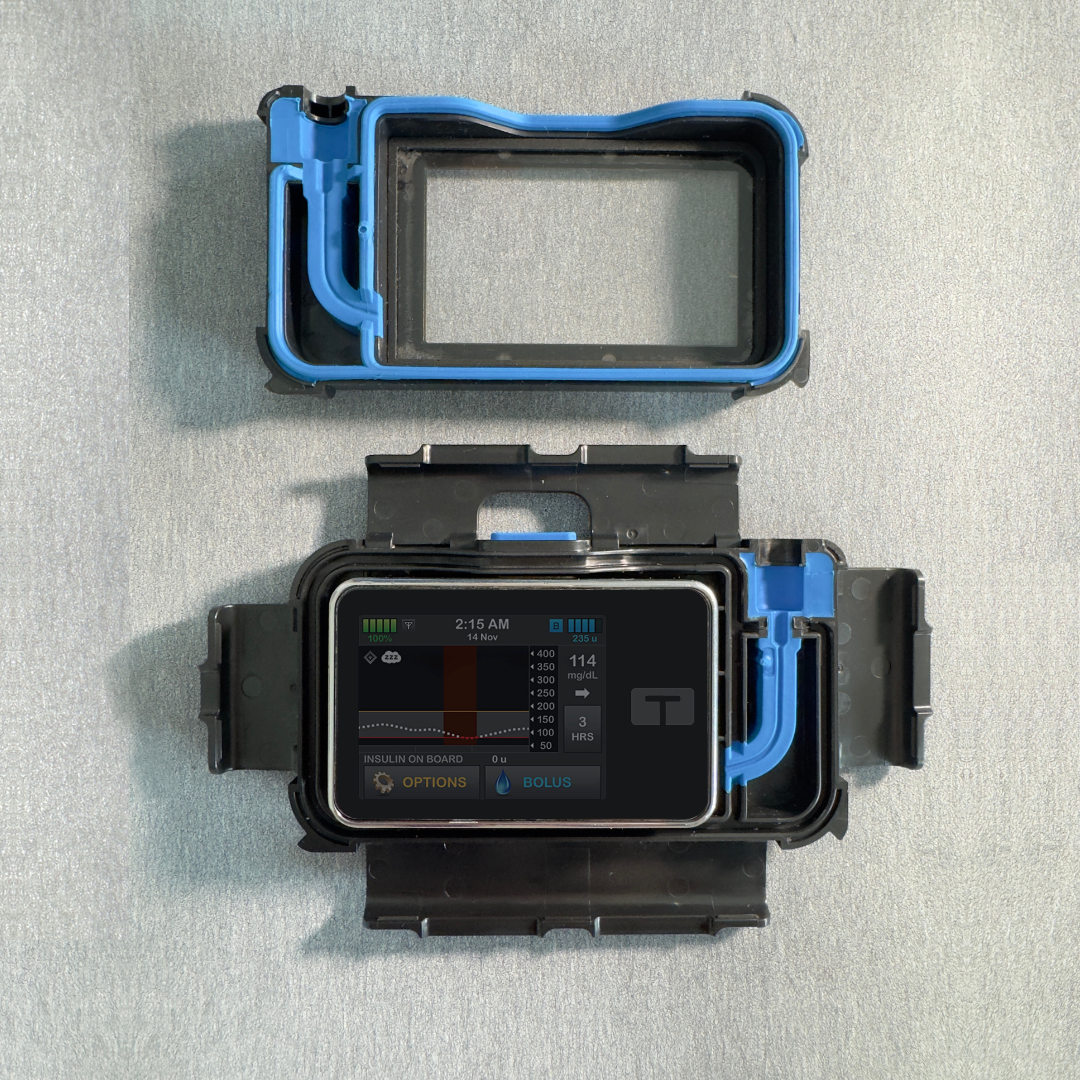 DiaShield-Slim Waterproof Case for Tandem t:slim X2. Black color. IpX7 rated case. Waterproof pump case.